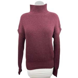 LeGer Red Maroon Wool Blend Ribbed Knit Comfy Cozy Pullover Sweater Top Size 40